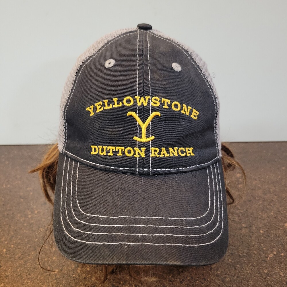 Yellowstone Trucker Hat Mens Black White Mesh Back Embroidered Adjustable Hat